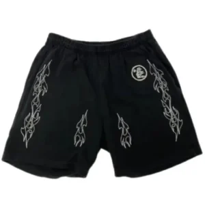 Black Hellstar Flame Shorts the front side