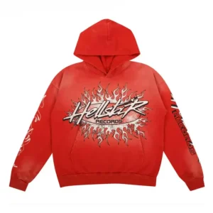 HELLSTAR RECORDS HOODIE RED the front side