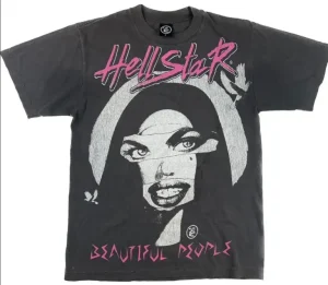 Hellstar Beautiful People T-shirt in Black the front side