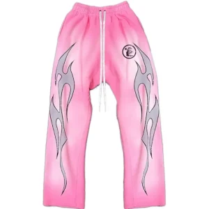 Hellstar Flame Sweatpants Pink the front side