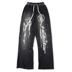 Hellstar Racer Sweatpants Vintage Black the front side