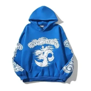 Hellstar Studios Records Yoga Hoodie Blue the front side