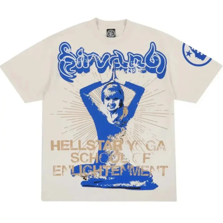 Hellstar Studios Yoga Short Sleeve Tee Shirt Cream | dripheat.com