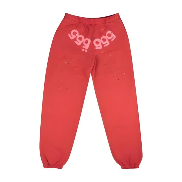 Sp5der Worldwide Red Angel Number 555 Sweatpants Red the front side