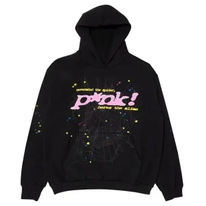 Sp5der P*NK Hoodie Black the front side