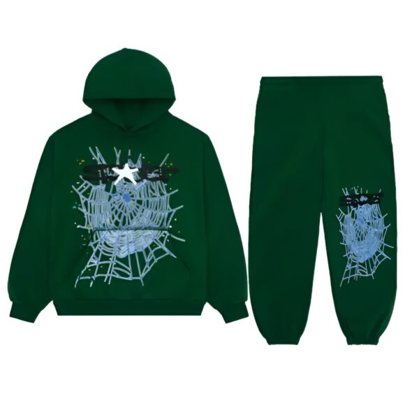 Sp5der Web Tracksuit Hunter Green the front side 1