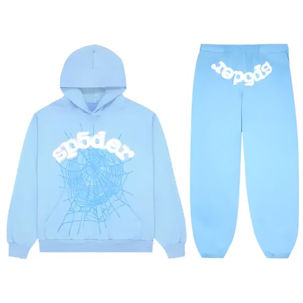 Sp5der Web Tracksuit-Sky Blue the front side 1