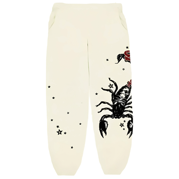 Sp5der x Mariah The Scientist Scorpion Sweatpant ‘Cream’ the front side