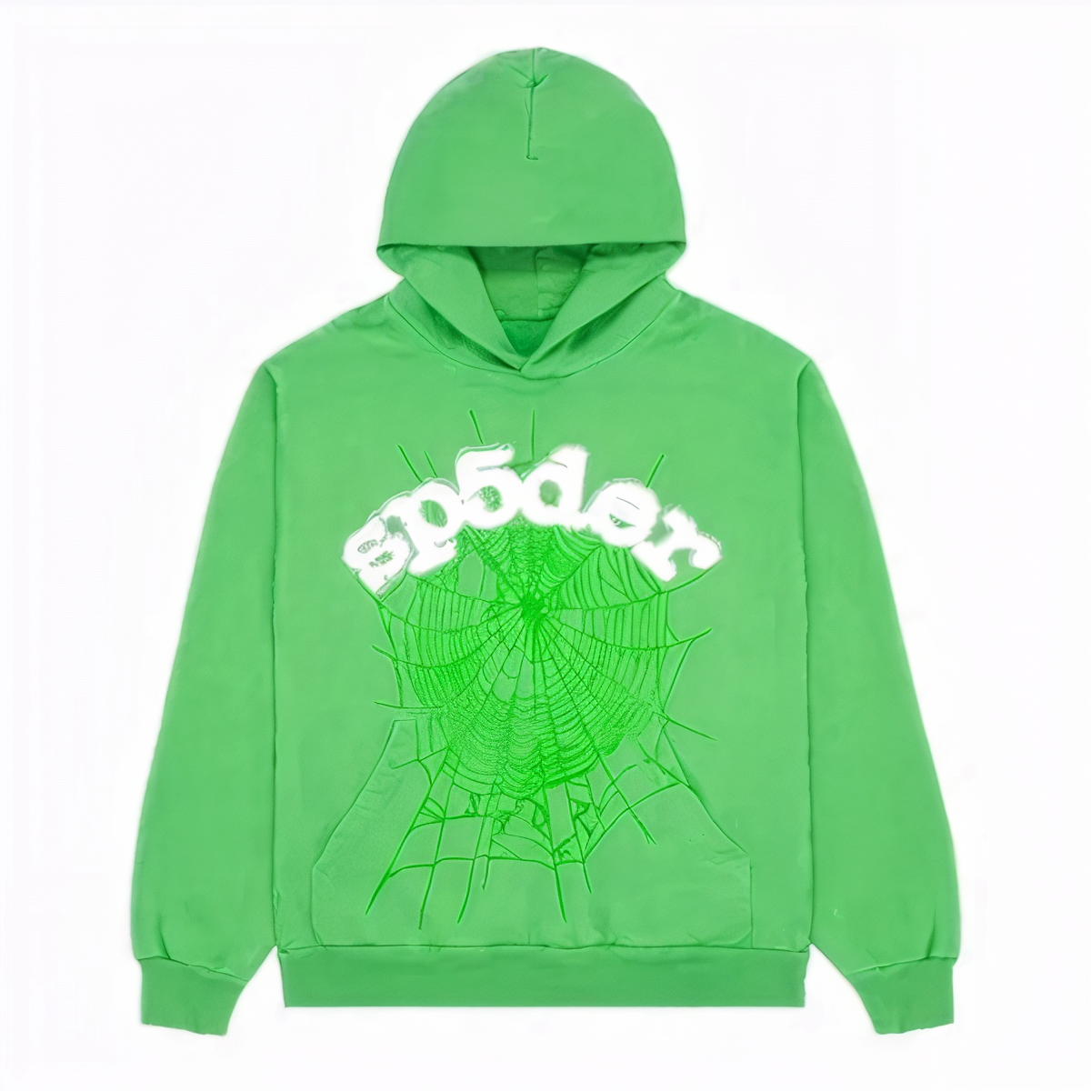Sp5der Web Hoodie Slime Green the front side