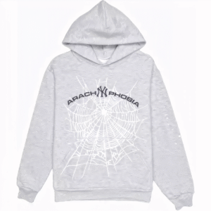 Sp5der Arach NY Phobia Hoodie Ash Grey the front side