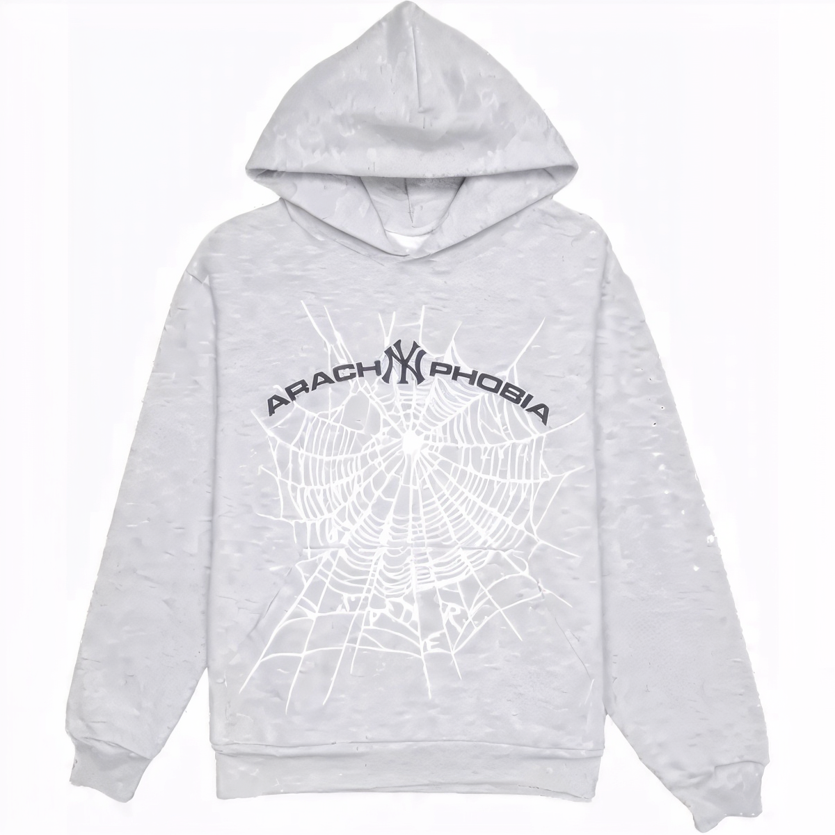 Sp5der Arach NY Phobia Hoodie Ash Grey the front side