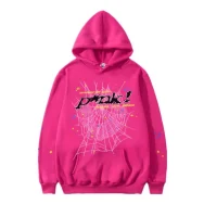 Sp5der P*NK Hoodie Pink the front side