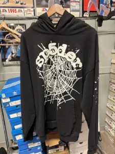 Sp5der OG Web Hoodie Black – stylish streetwear unisex hoodie in black color