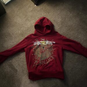 Sp5der Logo Hoodie Maroon – stylish streetwear unisex hoodie in maroon color