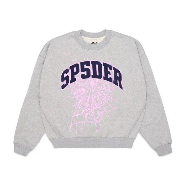 Sp5der Varsity Web Crewneck Heather Grey : main | dripheat.com