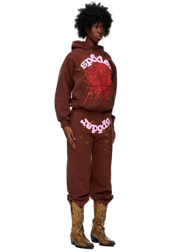 Sp5der Web Hoodie Brown - Image 3