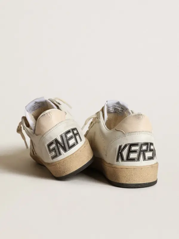 Ball Star LTD in white nappa with a salmon-pink nappa star - Image 3
