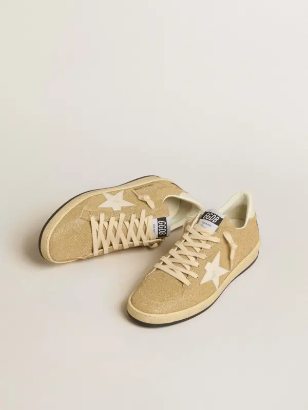Ball Star in golden Swarovski crystals with milk-white leather star - Image 2