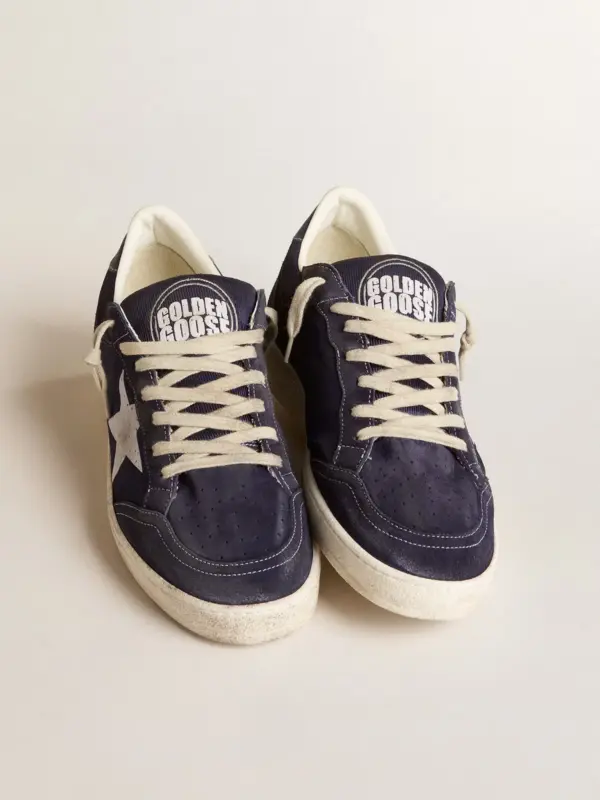 Ball Star LTD in blue suede and nylon with white star and blue heel tab - Image 2