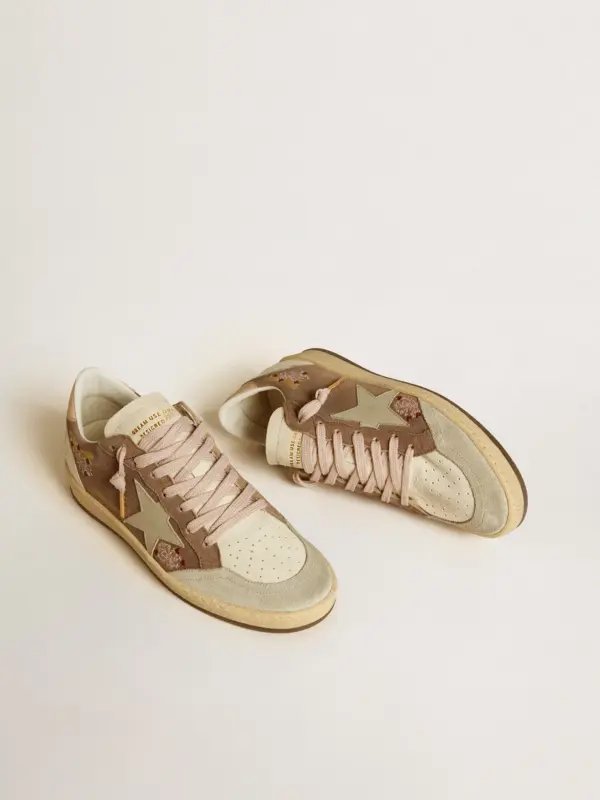 Ball Star in brown suede with leather star and heel tab - Image 2