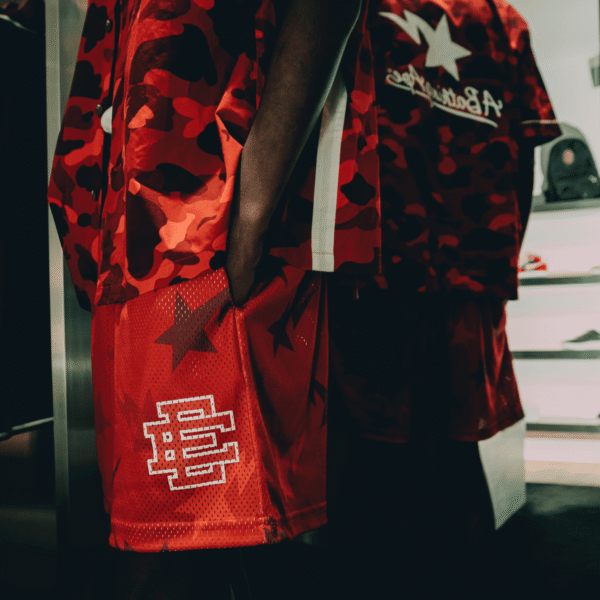 Eric Emanuel x BAPE EE Basic Short Red - Image 3