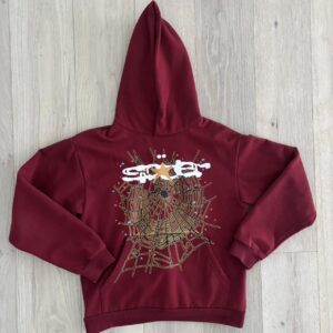 Sp5der Logo Hoodie Maroon – stylish streetwear unisex hoodie in maroon color