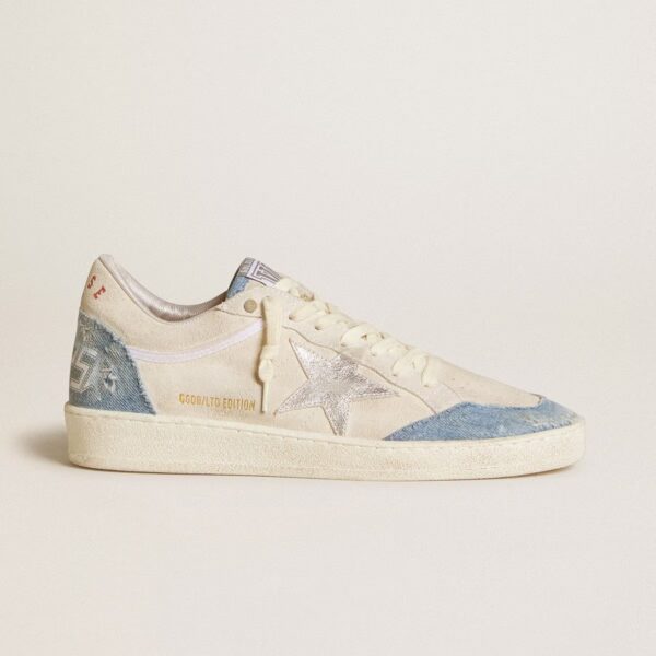 Ball Star LTD in suede with metallic leather star and denim inserts