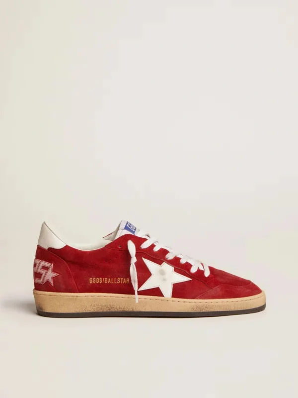 Men's Ball Star in dark red suede with white star and heel tab