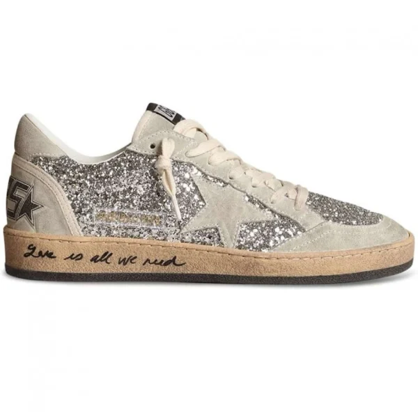 Golden Goose Ball Star Deluxe Brand Silver Low-Heel Pumps