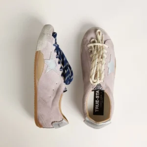 Women's True-Star in pastel pink suede with silver star and heel tab