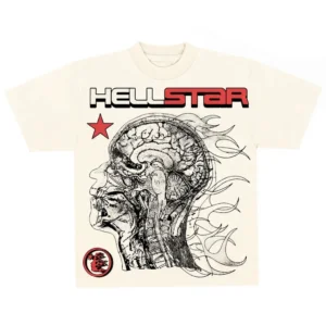 Hellstar Studios Cranium Short Sleeve Tee Shirt Cream
