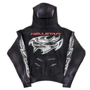 Hellstar Airbrushed Skull Hoodie Black