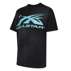 Hellstar Studios Classic Short Sleeve Tee Shirt Black Aqua