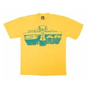 Hellstar Studios Jesus Emblem Short Sleeve Tee Shirt Yellow