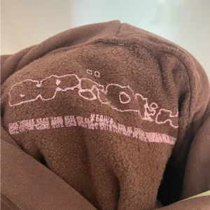 Sp5der Angel Number Hoodie Brown