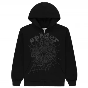 Sp5der OG Web V2 Phantom Zip-Up Hoodie Black