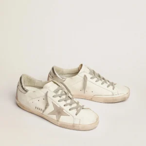 Women's Super-Star with silver heel tab and metal stud lettering