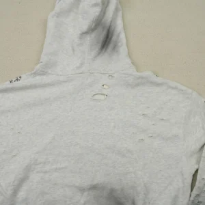 Distressed Chain Hoodie Heather Grey