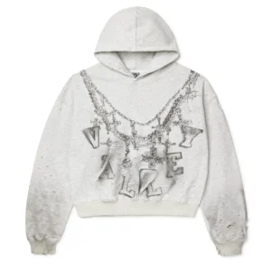 Distressed Chain Hoodie Heather Grey