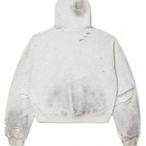 Distressed Chain Hoodie Heather Grey