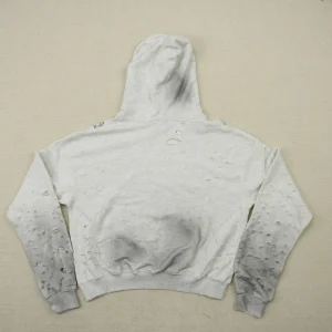 Distressed Chain Hoodie Heather Grey