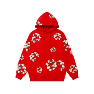 Denim Tears Cotton Wreath Hoodie Red Allover Print