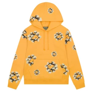Denim Tears Cotton Wreath Hoodie Mustard Yellow Allover Print