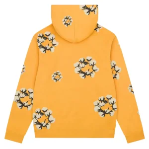 Denim Tears Cotton Wreath Hoodie Mustard Yellow Allover Print
