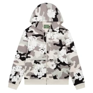 Denim Tears Cotton Wreath Zip Hoodie Grey Camo