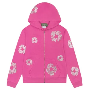 Denim Tears Cotton Wreath Zip Hoodie Pink