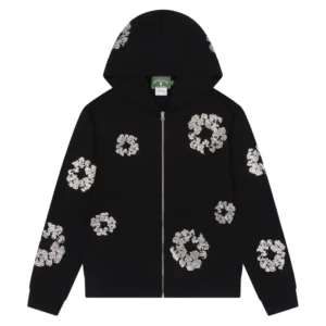 Denim Tears Cotton Wreath Zip Hoodie Black / White