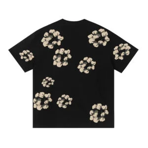 Denim Tears Black All-Over Cotton Wreath Graphic Tee