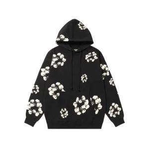 Denim Tears Cotton Wreath Hoodie Black Allover Print