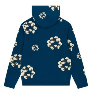 Denim Tears Cotton Wreath Hoodie Navy Blue Allover Print
